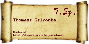 Thomasz Szironka névjegykártya